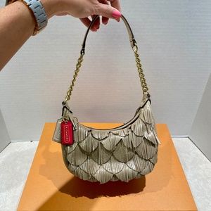 Adorable Coach Poppy Gold Fringe bag